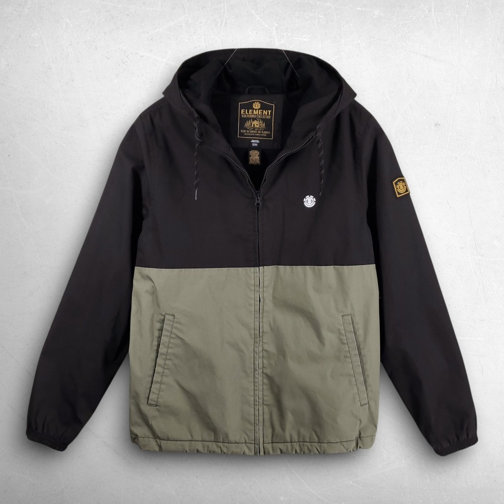 Element Wolfeboro Hooded Jacket Mens L Black Olive Gorpcore Utility Streetwear